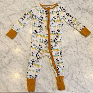 Disney Baby Mickey Mouse White and Mustard Zip One-Piece